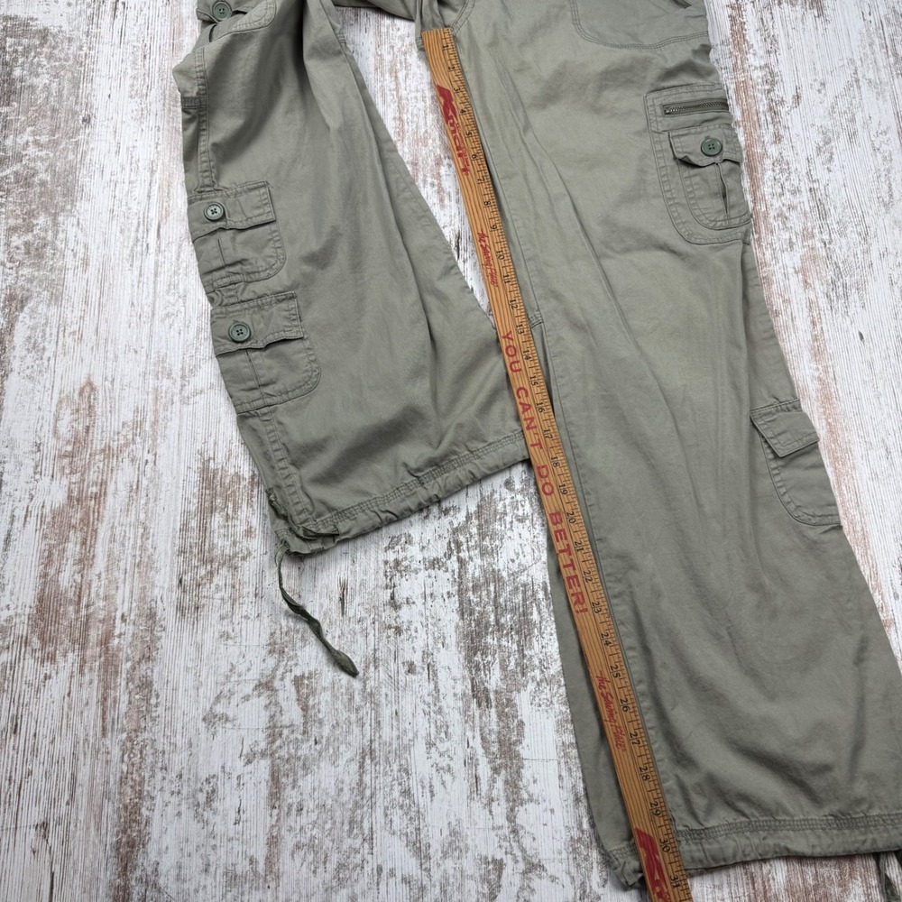 VTG Y2K Aeropostale 7/8 Green Cargo Pants Wide Leg Utility Baggy Steetwear - Picture 9 of 12